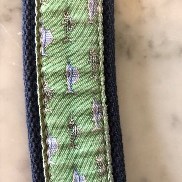 VINEYARD VINES  Marlin Print Canvas Club Leather Trim Belt 32 - Picture 11 of 15